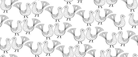seamless pattern from birds in ethnic naitive styleのイラスト素材