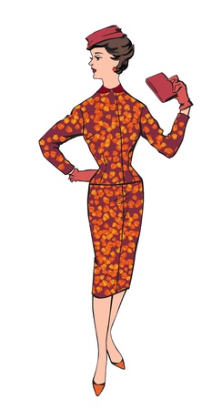 Stylish fashion dressed girls  1950 s 1960 s style   Retro fashion party  vintage fashion silhouettes from 60s  のイラスト素材