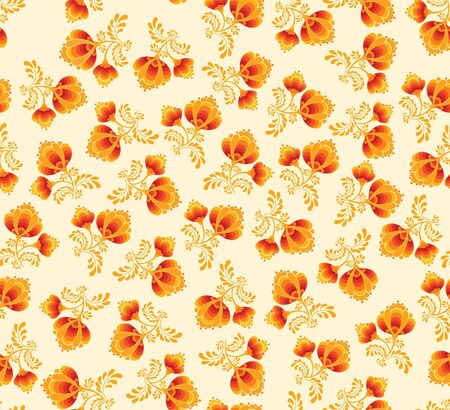 Floral pattern seamless  Flower vector motif on white background in russian styleのイラスト素材
