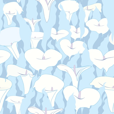 floral seamless pattern with flowers cal on blue background のイラスト素材
