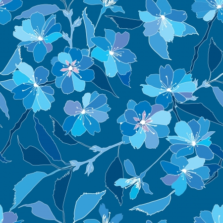 floral seamless pattern with white and blue flowersのイラスト素材