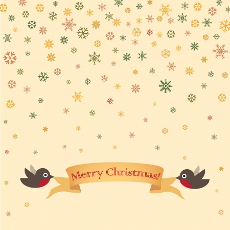 Christmas and New Year greeting card with robinのイラスト素材
