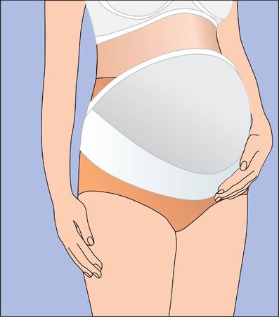 Pregnant woman wearing obstetrical binder, corset のイラスト素材