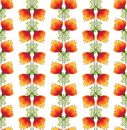 floral seamless pattern with flowers on white in russian style のイラスト素材