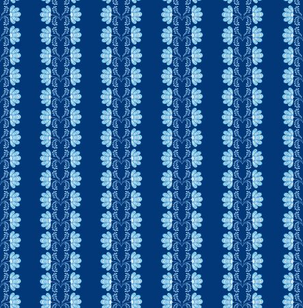 abstract floral seamless pattern  blue flowers on white background  in russian style Gzhel のイラスト素材
