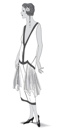 Flapper girls  20 s style   Retro fashion party 1930sのイラスト素材