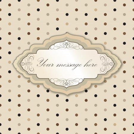 Vintage frame  Polka dot seamless texture   Greeting card with ribbon and copyspace のイラスト素材