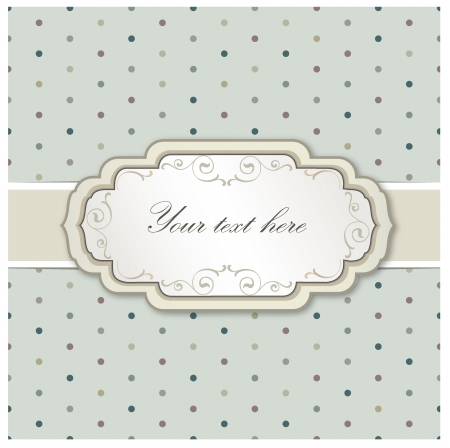 Vintage frame  Polka dot seamless texture   Greeting card with ribbon and copyspace のイラスト素材