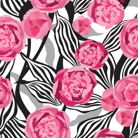 Pink flowers seamless backgroundのイラスト素材