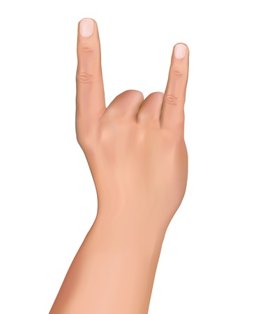 Hand Metal music sign  isolated on white background  Male hand made love sign  のイラスト素材