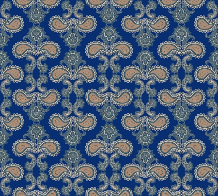 Abstract floral seamless ornamental pattern  Blue background のイラスト素材
