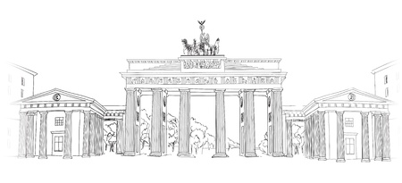 The Brandenburg gate in Berlin  Hand drawn pencil sketch vector illustration  Brandenburger Tor in Berlin, Germany のイラスト素材