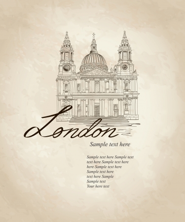 St  Paul Cathedral, London, UK  Hand Drawn Illustration  Vector vintage background  のイラスト素材