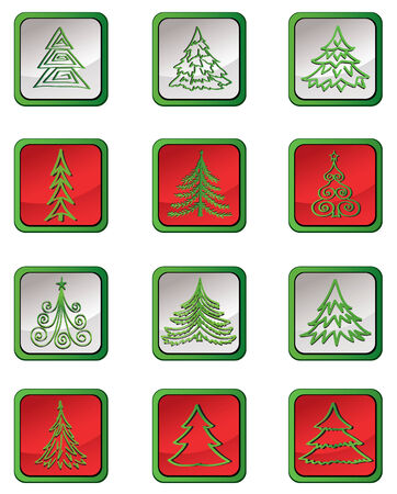 Christmas tree icon set  Fir vector collection  のイラスト素材