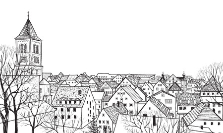 Hand drawn sketch of cityscape のイラスト素材