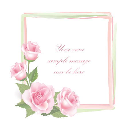 Flower rose frame isolated on white background   Rose posy decorのイラスト素材