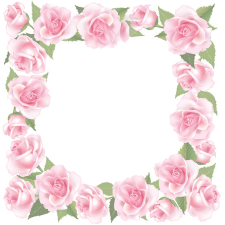 Flower rose background  Floral frame with pink roses  のイラスト素材