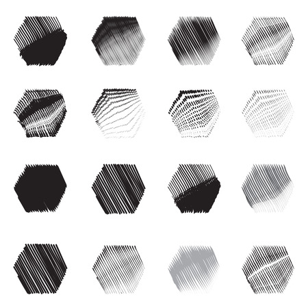Geometric hexagon shapes sketch setのイラスト素材