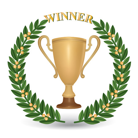 Winner cup with laurel wreath.のイラスト素材