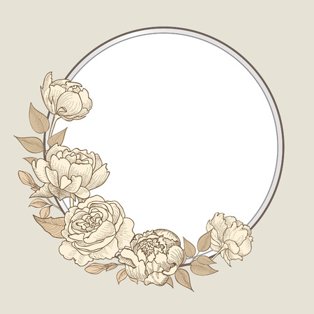 Flower frame. Floral border. Vintage flourish background in victorian style.のイラスト素材