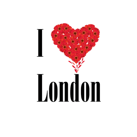 London symbol. I love London flower concept vector sign over white background. England, UK.のイラスト素材
