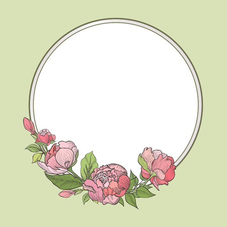 Flower frame. Floral border. Vintage flourish background in victorian style.のイラスト素材