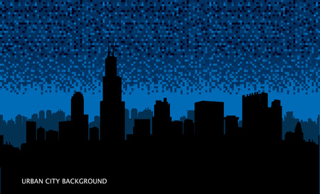 Urban cityscape seamless background. Night city wallpaper.のイラスト素材