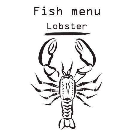 Lobster icon. Sea food menu label. Fish restraunt cover background.のイラスト素材
