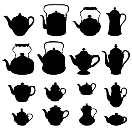 Teapots silhouette collectionのイラスト素材