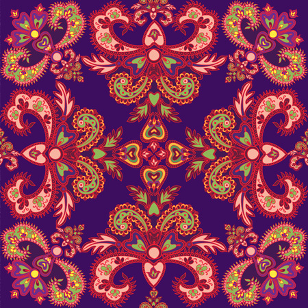 Abstract floral seamless pattern. Geometric floral ornament texture. Oriental flower ethnic background.のイラスト素材
