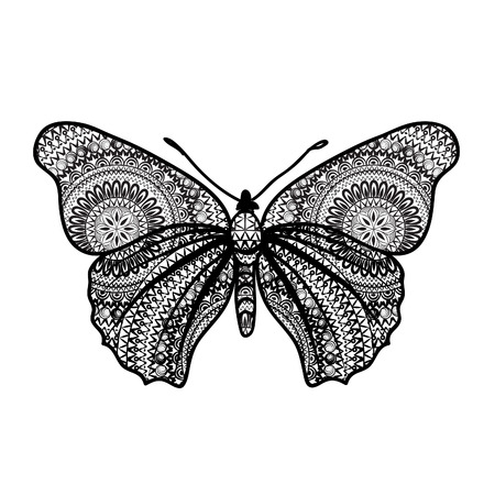 Abstract butterfly with floral grunge texture. Butterfly isolated.のイラスト素材