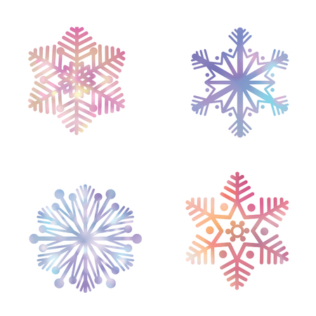 Snowflakes set. Snow icon festve colection Winter holiday symbols isolatedのイラスト素材