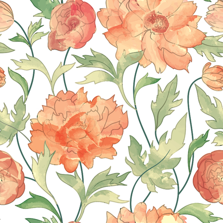 Floral seamless pattern  Flower background. Floral tile ornamental texture with flowers  Spring flourish garden watercolor wallpaperのイラスト素材