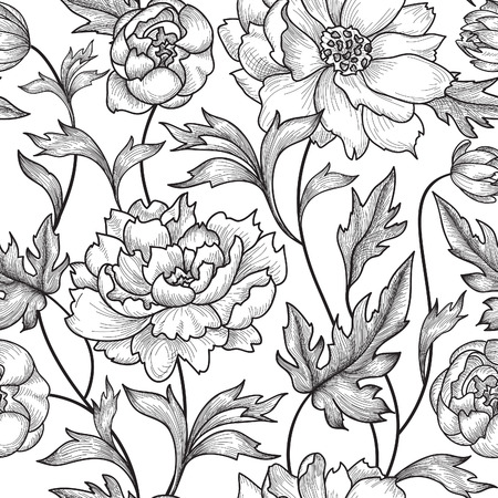 Floral pattern  Flower rose ornamental background Flourish texture with summer flower bouquet. Gentle floral tiled wallpaperのイラスト素材