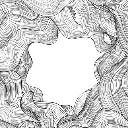 Hair outline background. Wavy hair frame for beauty salon designのイラスト素材