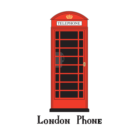 London city phone Famous London red telephone box. English landmark The Great Britain sightseeing design element. Travel England iconのイラスト素材
