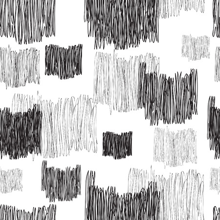 Abstract geometric seamless pattern. Black and white pencil drawing line texture Stylish abstract ornamental  stripped backgroundのイラスト素材
