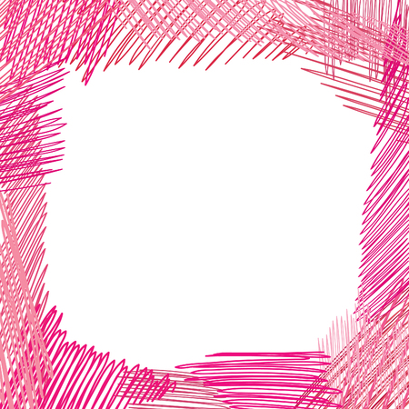 Pencil drawn doodle frame square shape. Abstract sketched backgroundのイラスト素材