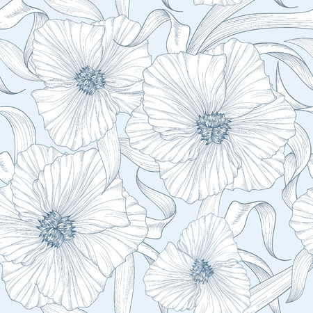 Floral seamless pattern. Flower background. Floral seamless texture with flowers. Flourish tiled wallpaperのイラスト素材