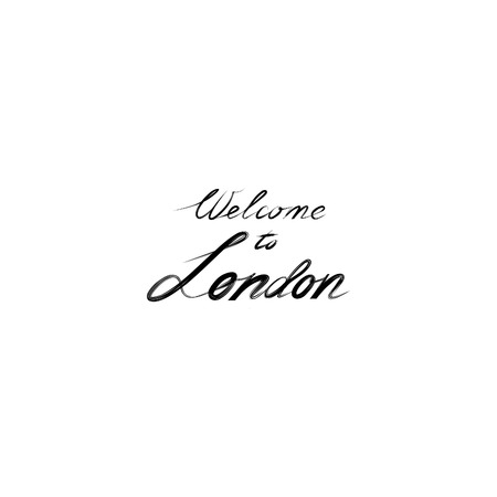 London sign handwritten lettering.  London city Typography Graphics. Attraction of the capital of England, hand drawn vector illustrationのイラスト素材