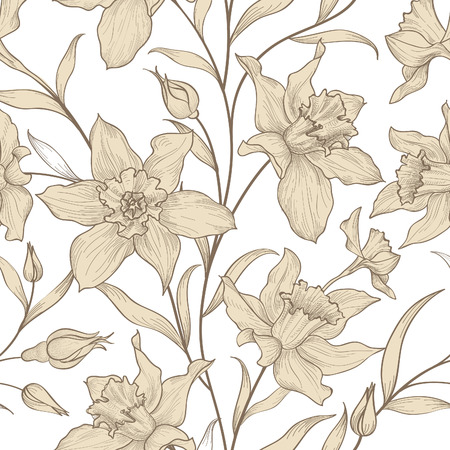 Floral seamless pattern. Flower background. Floral tile ornamental texture with flowers. Spring flourish gardenのイラスト素材