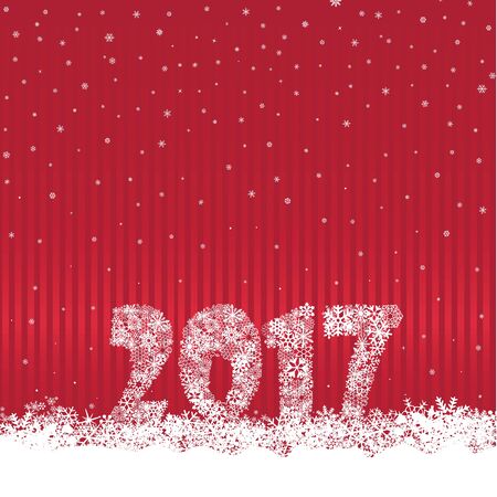 Christmas background with 2017 and snow. Greeting card design element. Happy New Year numbers decorのイラスト素材