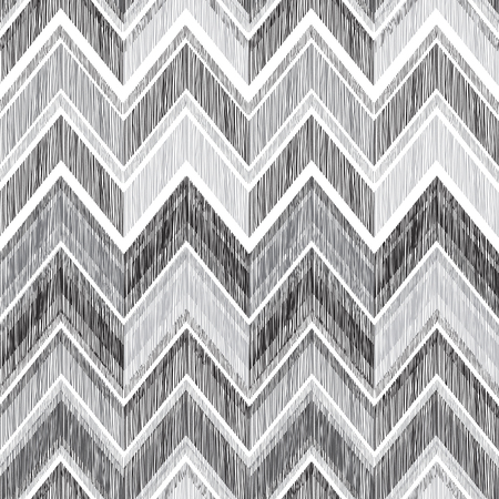 Abstract geometric seamless pattern. Fabric doodle zig zag line ornament. Zigzag pencil drawing backgroundのイラスト素材