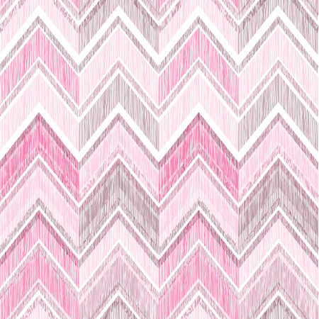 Abstract geometric tiled pattern. Fabric doodle line ornament. Linear zig zag texture. Seamless ornamental zigzag backgroundのイラスト素材