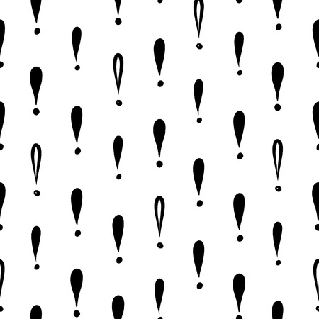 Abstract symbol white ornament.  Exclamation mark seamless pattern. Sign backgroundのイラスト素材