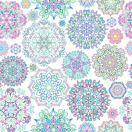 Floral ornament background Oriental ethnic design element Abstract geometric pattern for kaleidoscope, medallion, yoga, indian, arabic decorのイラスト素材