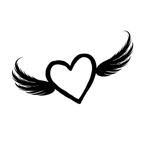 Lost love sign. Love heart with wings. Valentine day iconのイラスト素材