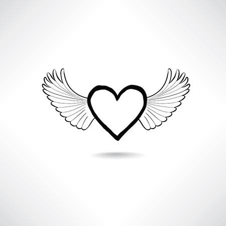 Lost love sign. Love heart with wings. Valentine day iconのイラスト素材