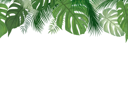 Floral seamless pattern. Tropical leaves background. Palm tree leaf nature borderのイラスト素材
