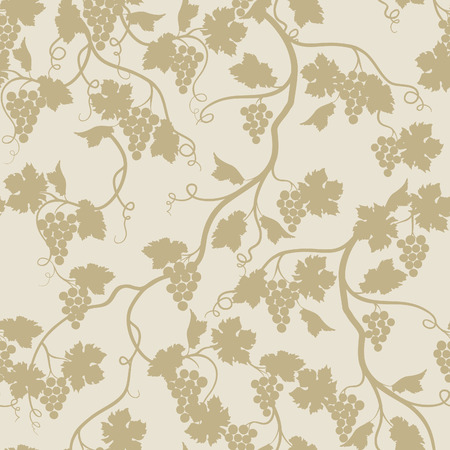 Floral seamless pattern with grape branch. Wineyard retro wallpaper. Garden backgroundのイラスト素材